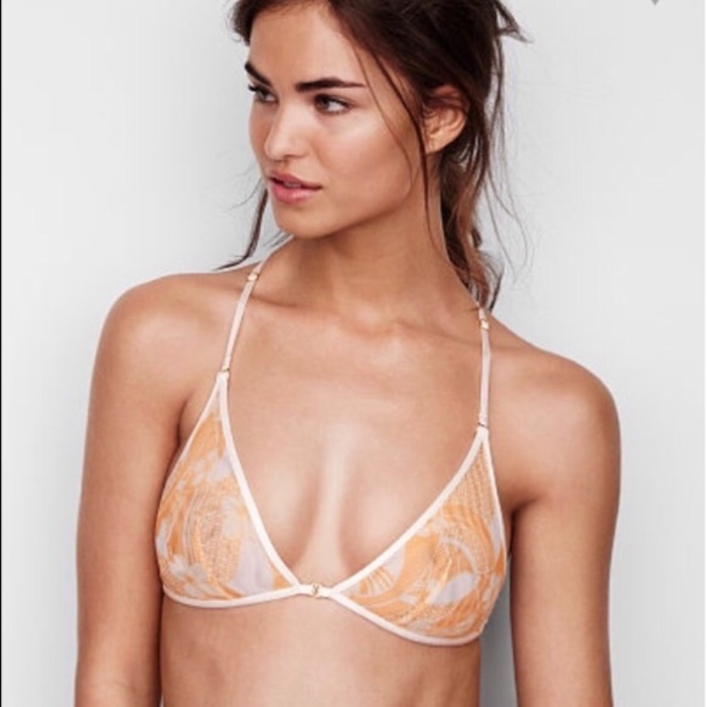 Victoria’s Secret Orange floral plunge bralette xs